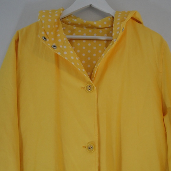 TALBOTS Rain Jacket Reversible XL Yellow Polka Dot - Picture 3 of 8